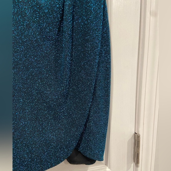 Lulus Size XS Forever Your Girl Metallic Teal Bodycon Dress Thin Strap Stretchy - Picture 2 of 12